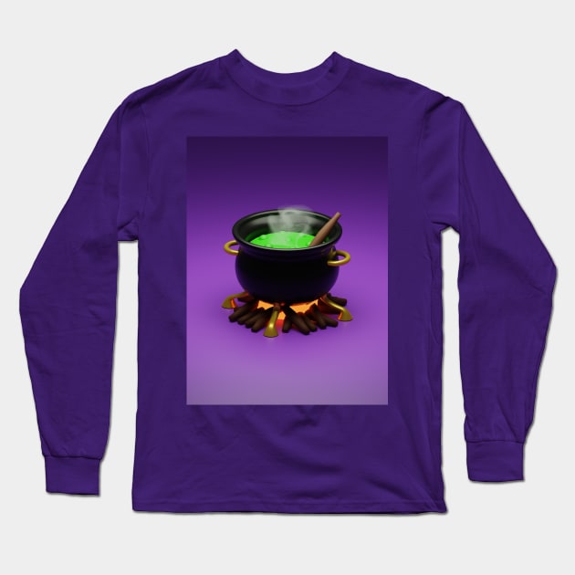 3d rendered cauldron pot perfect for haloween design project Long Sleeve T-Shirt by maricetak